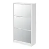 A white shoe cabinet with mirrored doors against a white background. Anteprima dell’immagine prodotto