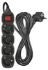 Steckdosenleiste 5 m / 4 Steckdosen / Schalter / schwarz / PVC / 1,5 mm2 Produktbild-Vorschau