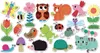 A collection of colorful, cartoon-like illustrations of garden animals and plants. Náhľad obrázku produktu