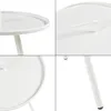 A collage of four close-up images of a white outdoor side table, showing different angles and details of its construction. Náhled obrázku produktu