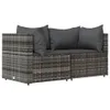 vidaXL 3-tlg. Garten-Lounge-Set mit Kissen Grau Poly Rattan Produktbild-Vorschau 3