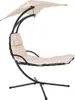 A hanging lounge chair with a sunshade. Voir les images du produit