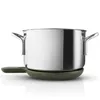 A stainless steel pot with handles sits on a green base with a handle. Produktbild-Vorschau