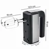 A product image of a black and silver hand mixer with dimensions shown. Produktbild-Vorschau