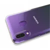Close-up of the back of a transparent phone case with a purple gradient. Produktbild-Vorschau
