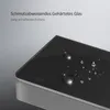 A close-up of a black glass surface with water droplets, likely a shower system component. Produktbild-Vorschau