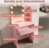 SONNI Růžový toaletní stolek s nastavitelným jasem zrcadlo Náhled obrázku produktu 4