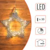A star-shaped light decoration with 30 LEDs hanging against a wooden background, with informational icons on the right side. Anteprima dell’immagine prodotto