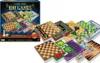 A collection of various board games laid out on a white background, with a product box in the upper left corner. Podgląd zdjęcia produktu