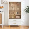 OKWISH Vitrine Avec 2 Portes En Verre, 2 Tiroirs Et LED 16 Voir les images du produit 2