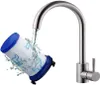 A vacuum cleaner filter is being rinsed under a faucet. Produktbild-Vorschau