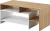 A modern TV stand with a wood top and white shelves. Náhled obrázku produktu