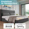 A bed in a room with decorative elements and a view of a garden through a window. Produktbild-Vorschau