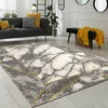 Wohnzimmer-Teppiche Grau Gold Weich Marmor Optik Kurzflor Produktbild-Vorschau 1