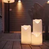 LED Stumpenkerze Flamme - Kunststoff - warmweiße 3D Flamme - H: 20cm - Timer - für Außen - weiß Produktbild-Vorschau