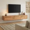 Lowboard TECCA 180 cm hängend aus Massivholz, Eiche Finish Produktbild-Vorschau 1