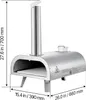 A diagram showing the dimensions of a stainless steel pizza oven. Produktbild-Vorschau