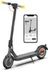 An electric scooter and a smartphone displaying an app interface for the scooter. Produktbild-Vorschau