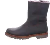 A single brown leather boot with gray fur lining is shown against a white background. Produktbild-Vorschau