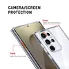 A close-up marketing image showing a transparent phone case on a smartphone, highlighting camera and screen protection. Produktbild-Vorschau