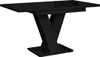 A black dining table with a modern pedestal base is shown against a white background. Produktbild-Vorschau
