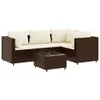 5-tlg. Garten-Lounge-Set mit Kissen Braun Poly Rattan Produktbild-Vorschau 1