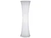 A tall, white, hourglass-shaped floor lamp stands against a white background. Produktbild-Vorschau