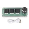 A product shot of a small mechanical keyboard with three keys and a rotary knob, along with its USB cable, against a white background. Podgląd zdjęcia produktu