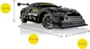 A remote-controlled drift car with dimensions indicated by yellow circles and arrows. Produktbild-Vorschau