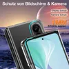 A clear phone case is shown with a background suggesting a celestial or mountainous landscape. Produktbild-Vorschau