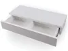 A white floating console table with one drawer pulled out, revealing two compartments inside. Produktbild-Vorschau