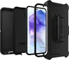An exploded view of a black OtterBox Defender Series Pro case for a Samsung Galaxy A55 5G, showing the phone and the different layers of the case. Náhľad obrázku produktu