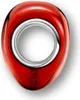 A red metallic heart-shaped charm with a silver inner ring, isolated on a white background. Produktbild-Vorschau