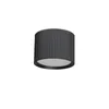 A black, cylindrical ceiling light with a ribbed texture and a white diffuser. Podgląd zdjęcia produktu