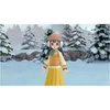A character in a winter outfit stands in a snowy forest. Produktbild-Vorschau