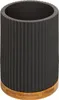 A black cylindrical holder with a ribbed texture and a wooden base. Anteprima dell’immagine prodotto