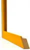 A corner piece of a yellow picture frame, showing the profile and the raw MDF material on the inside. Produktbild-Vorschau