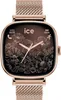 A close-up studio shot of a rose-gold smartwatch with a floral watch face. Produktbild-Vorschau