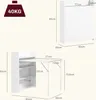 A diagram showing the dimensions of a white folding table and shelf unit. Podgląd zdjęcia produktu