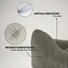 Close-up of a pet bed with descriptive text and icons highlighting its features. Produktbild-Vorschau