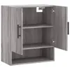 A gray wooden cabinet with two doors and three shelves, shown open. Produktbild-Vorschau