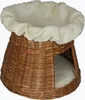 Katzen-Haus Katzen-Höhle Katzen-Turm Katzen-Bett Katzen-Korb weiche Plüsch-Einlage waschbar beige 50cm Produktbild-Vorschau