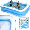 A collage of an inflatable swimming pool, with a close-up of the pool's interior and a product box. Podgląd zdjęcia produktu