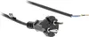 A close-up shot of a black power cord with a European Type F plug and exposed wires at the other end. Produktbild-Vorschau
