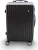 A black hard-shell suitcase with ribbed texture and silver accents. Produktbild-Vorschau