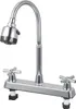 A chrome kitchen faucet with a flexible neck and two cross handles, shown against a white background. Podgląd zdjęcia produktu