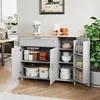 A kitchen cart with its doors open, displaying various kitchen items and storage containers. Náhled obrázku produktu