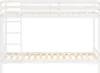 A white wooden bunk bed with a ladder, shown from the front against a white background. Produktbild-Vorschau