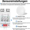 Diagram showing how to set up a motion sensor device with labels and explanations. Náhľad obrázku produktu