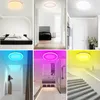 A collage of images showing a modern ceiling light in various room settings and colors. Náhľad obrázku produktu